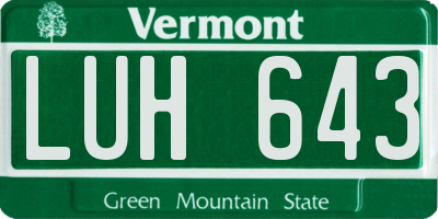 VT license plate LUH643