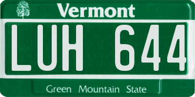 VT license plate LUH644