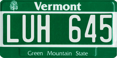 VT license plate LUH645