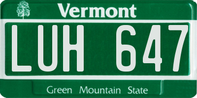 VT license plate LUH647