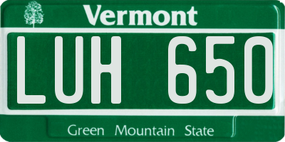 VT license plate LUH650