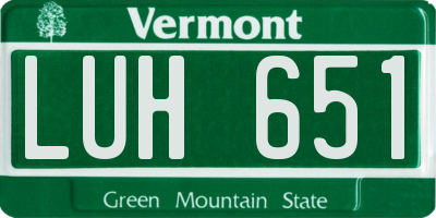 VT license plate LUH651
