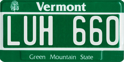 VT license plate LUH660
