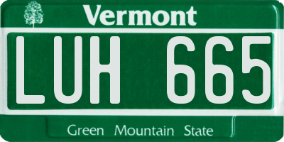 VT license plate LUH665