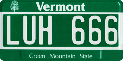 VT license plate LUH666