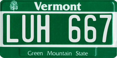 VT license plate LUH667