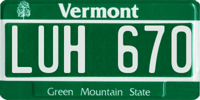 VT license plate LUH670