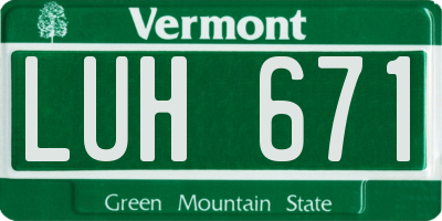 VT license plate LUH671