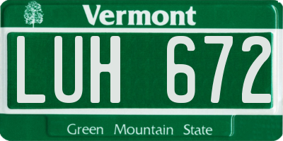 VT license plate LUH672