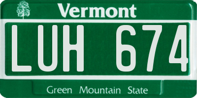 VT license plate LUH674