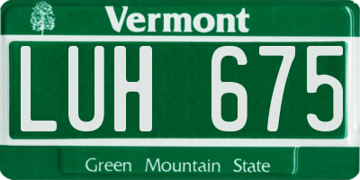 VT license plate LUH675