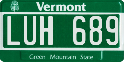 VT license plate LUH689