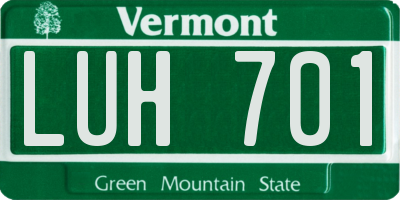 VT license plate LUH701