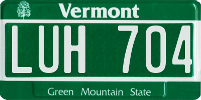 VT license plate LUH704