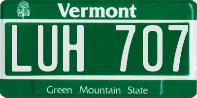 VT license plate LUH707
