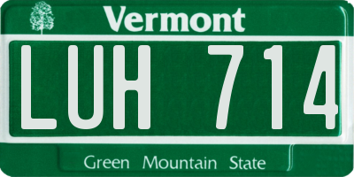 VT license plate LUH714