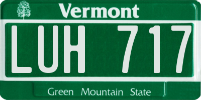 VT license plate LUH717