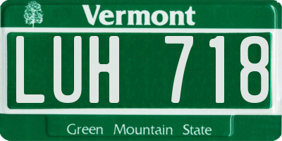 VT license plate LUH718