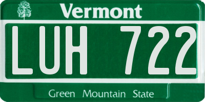 VT license plate LUH722