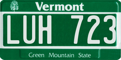 VT license plate LUH723