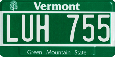 VT license plate LUH755