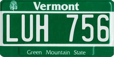 VT license plate LUH756