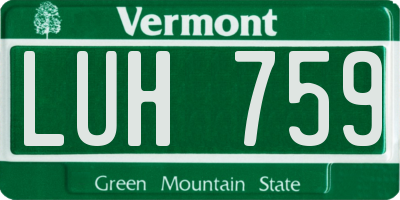 VT license plate LUH759