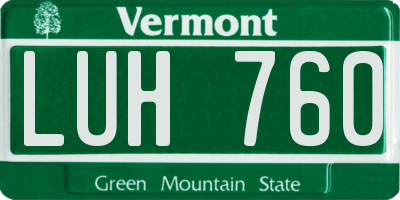 VT license plate LUH760