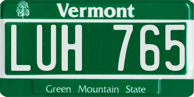 VT license plate LUH765