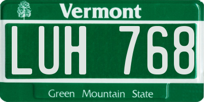 VT license plate LUH768