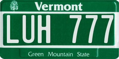 VT license plate LUH777