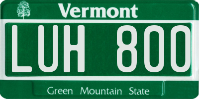 VT license plate LUH800