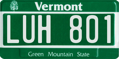 VT license plate LUH801