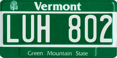 VT license plate LUH802