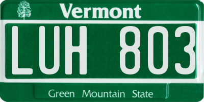 VT license plate LUH803