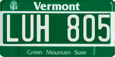 VT license plate LUH805