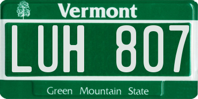 VT license plate LUH807