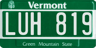 VT license plate LUH819