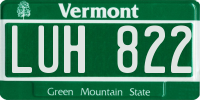 VT license plate LUH822