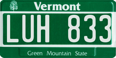 VT license plate LUH833