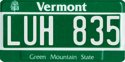 VT license plate LUH835