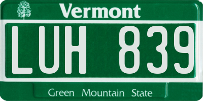 VT license plate LUH839