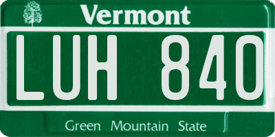 VT license plate LUH840