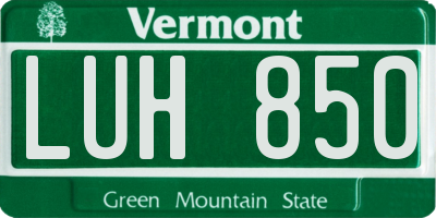 VT license plate LUH850