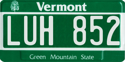 VT license plate LUH852