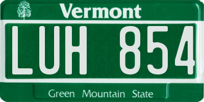 VT license plate LUH854