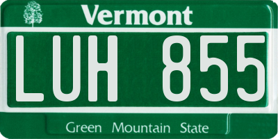 VT license plate LUH855