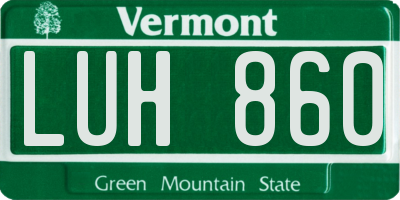 VT license plate LUH860