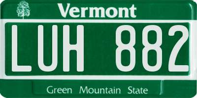 VT license plate LUH882