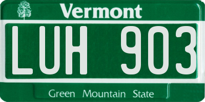 VT license plate LUH903
